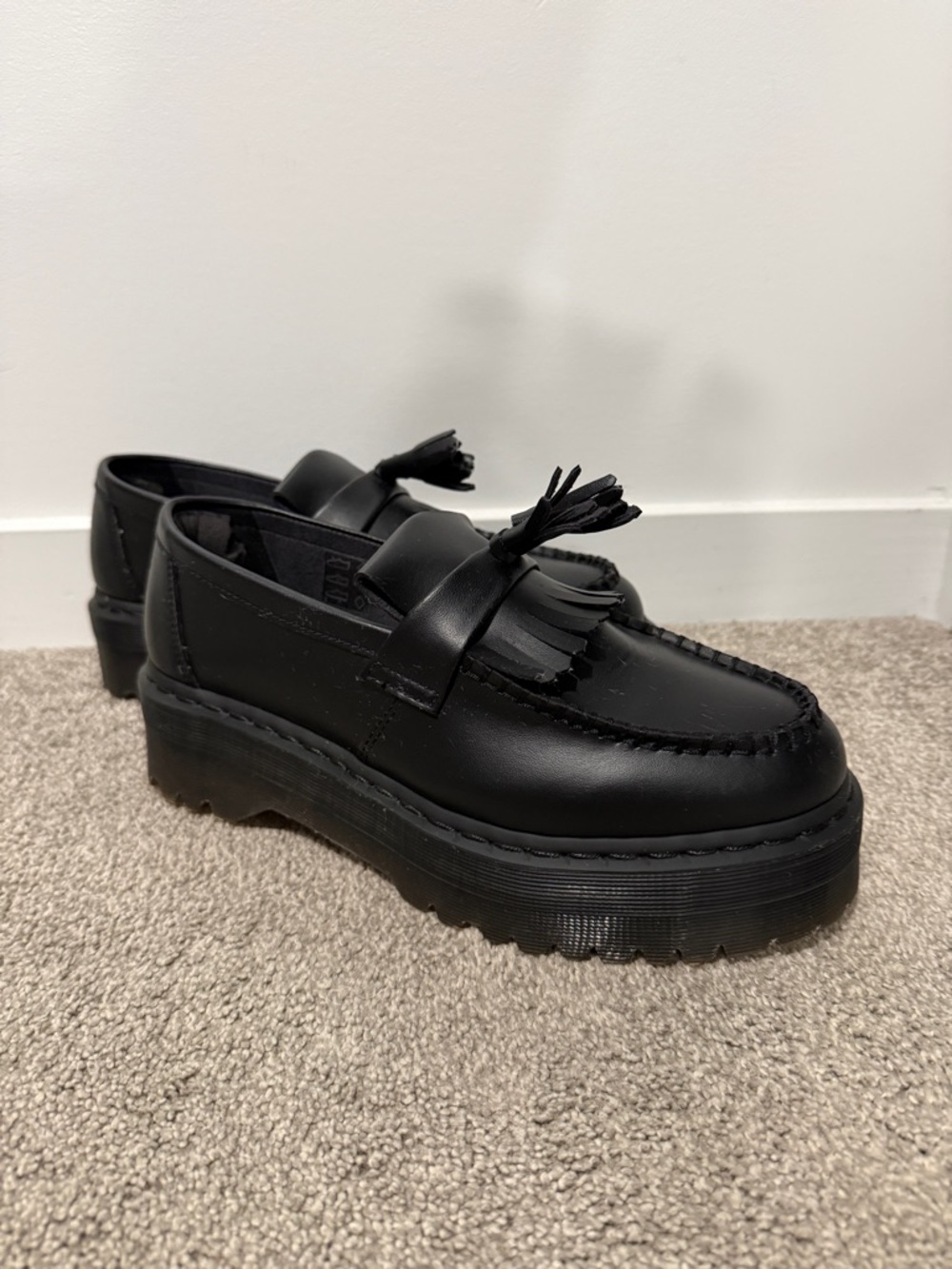 Dr. Martens Black Leather Platform Tassel Loafers
